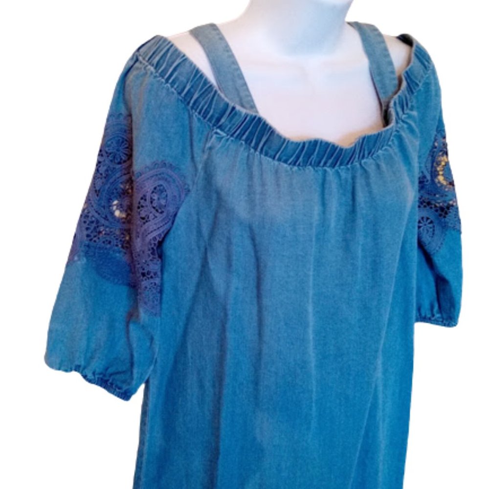 Vintage Blue Denim Dress Size 8 - Picture 4 of 6